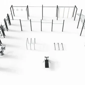 Konstrukcja street workout połączona z urządzeniami fitness