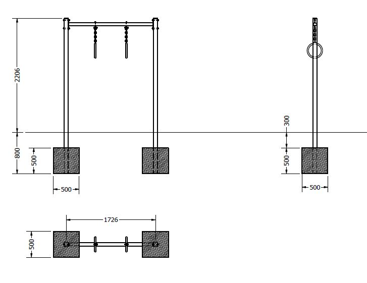 Kółka jako element street workoutu - wymiary - SW15